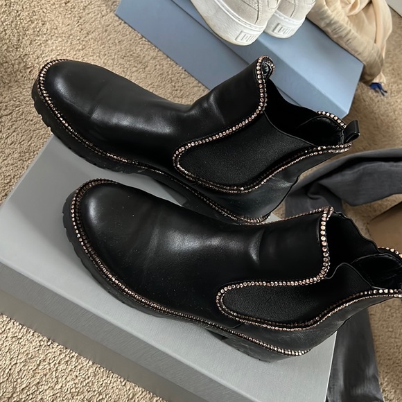 Ego Official - Black Chelsea Boots w/ Rose Gold Stones - Picture 2 of 3